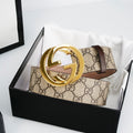 GG Reversible Leather Belt with Gold Buckle