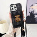Luxuriöse iPhone-Hülle mit Kette in Schwarz und Weiß