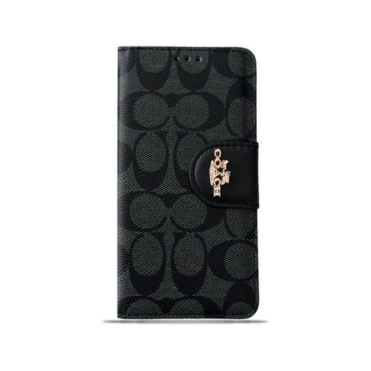 Klasična torbica za iPhone Kožna preklopna torbica s držačem kartice crna