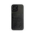 Capa luxuosa para iPhone com porta-cartões preta-LZP241448