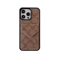Custodia classica per iPhone con porta carte e cinturino marrone chiaro -SJ240513