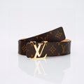 Luxury Monogram Belt with Gold Buckle