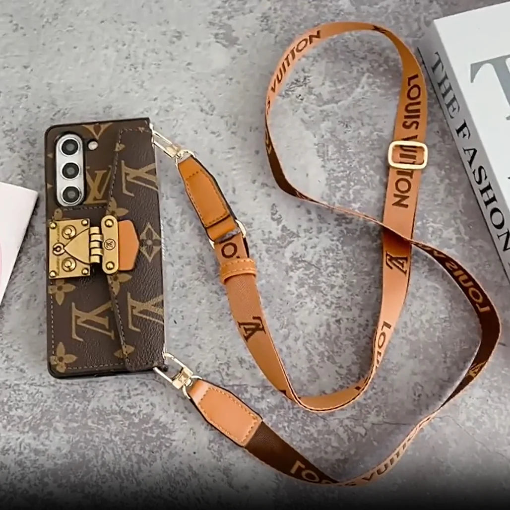 Luxusní TAŠKA NA KARTY LOCK CROSSBODY ŘETĚZ SAMSUNG Z FOLD POUZDRO