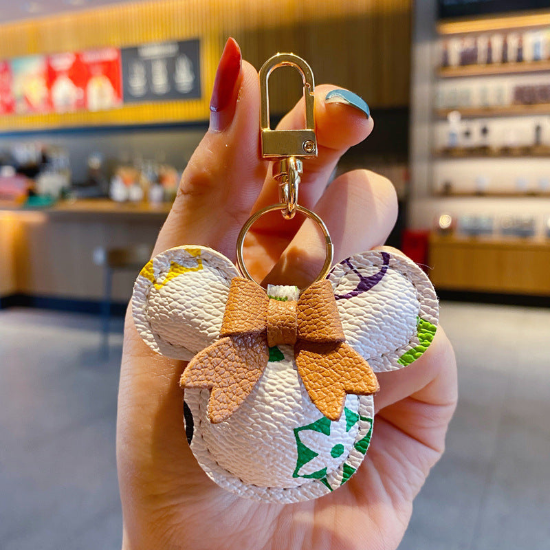 Luksuzni Mickey privjesak za ključeve – privjesak od umjetne kože & Fur Pom