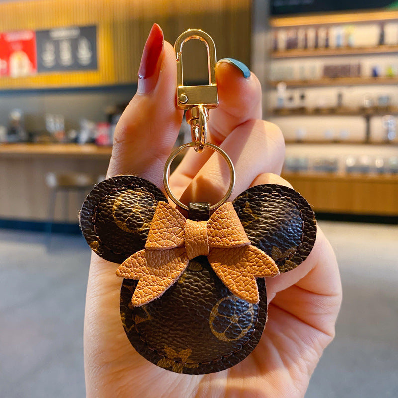 Luksuzni Mickey privjesak za ključeve – privjesak od umjetne kože & Fur Pom
