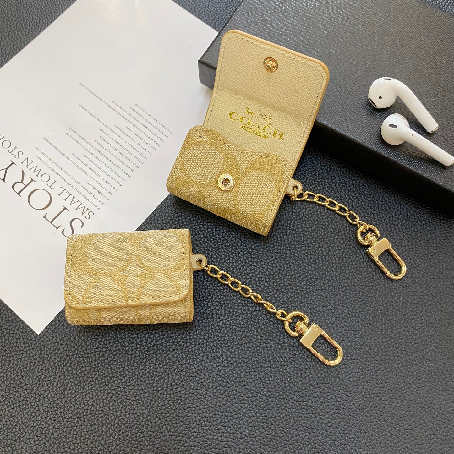 Luxusní klasická pouzdra AirPods 3. generace Coffee-YH240425
