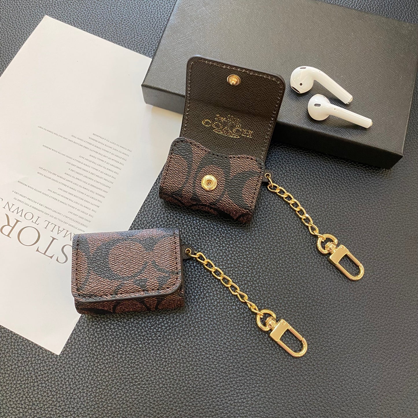 Luxusní pouzdra na AirPods Classic Tmavě hnědá-YH240425