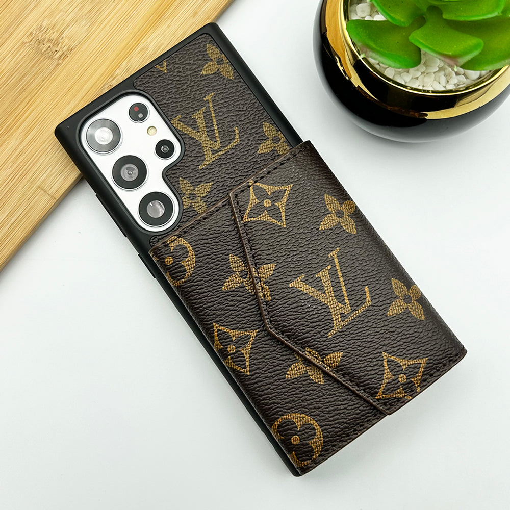 Luxusní značkové kožené pouzdro na karty pro Samsung Galaxy S25/24/23 Series