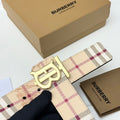 Men‘s Leather Belt TB Monogram Buckle / Check Pattern