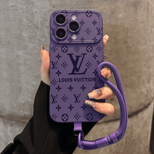 取り外し可能なリストストラップ付きの高級エンボスパターンiPhoneケース