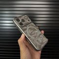 Hochwertige MagSafe-kompatible iPhone-Hülle aus Leder mit Schneetextur-Finish