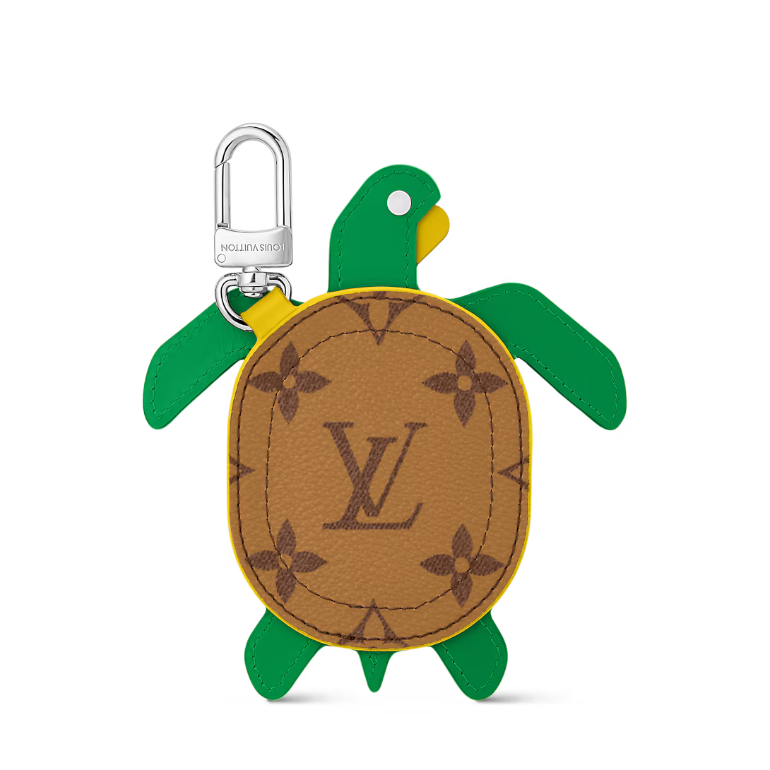 Cute Turtle-Shaped Monogram Keychain Charm