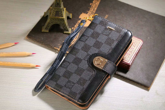 Luxusní pouzdro Monogram Wallet Case pro iPhone – Černá šachovnice